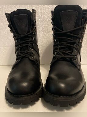 Black Eagle Leather Combat/motorcycle Boot Composite toe cap Size 10